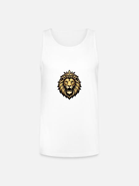 Gold Crowned Lion Emblem - Unisex Tri-Blend Organic Tank - white