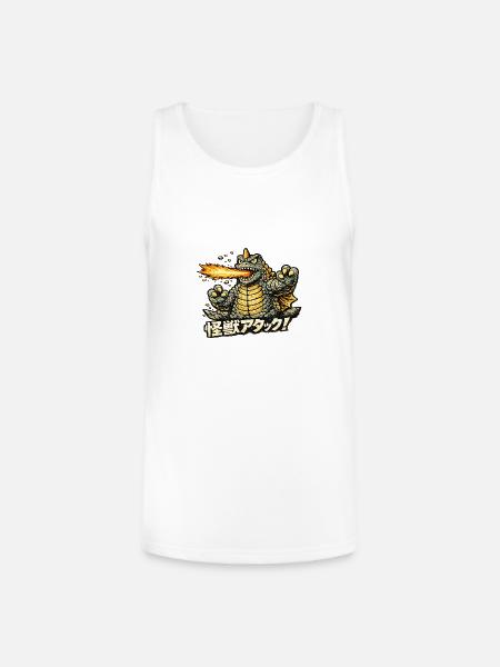 Kaiju Dragon Inferno Attack - Unisex Tri-Blend Organic Tank - white