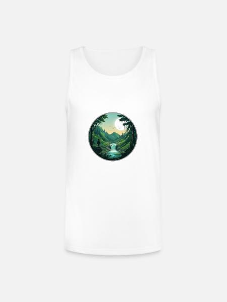 Moonlit Forest Valley - Unisex Tri-Blend Organic Tank - white