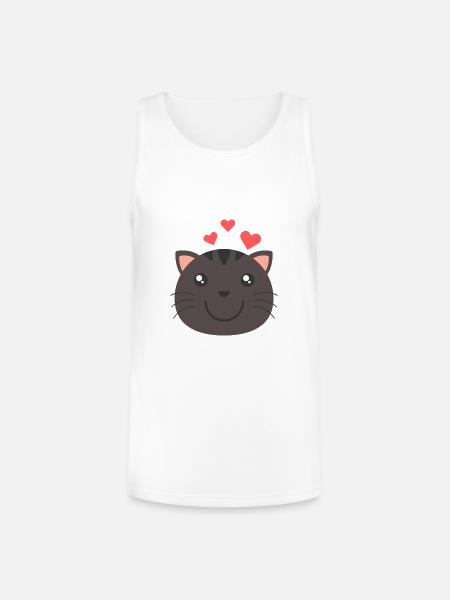 Heartfelt Cat Face - Unisex Tri-Blend Organic Tank - white