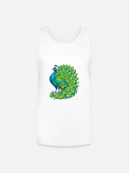 Vivid Peacock Cascade - Unisex Tri-Blend Organic Tank - white