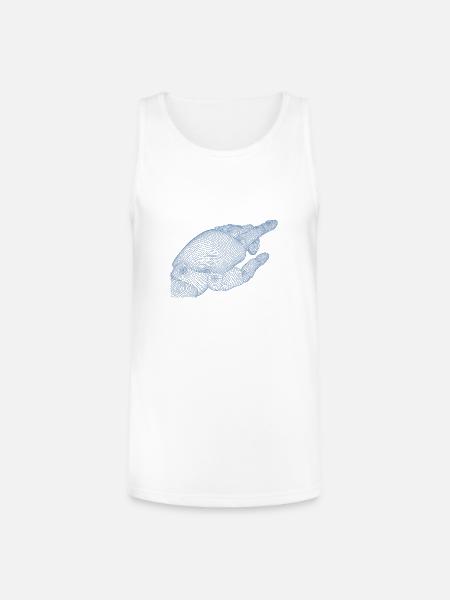 Geometric Hand Silhouette with Fractals - Unisex Tri-Blend Organic Tank - white