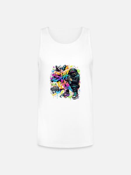 Graffiti Kid Spray Art Burst - Unisex Tri-Blend Organic Tank - white