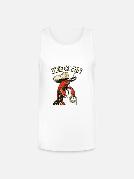 Yee Claw Lobster Cowboy - Unisex Tri-Blend Organic Tank - white