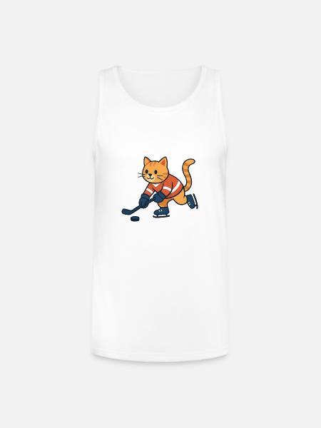 Ice Hockey Cat - Unisex Tri-Blend Organic Tank - white