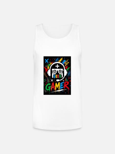 Gamer Geek Neon Splash - Unisex Tri-Blend Organic Tank - white