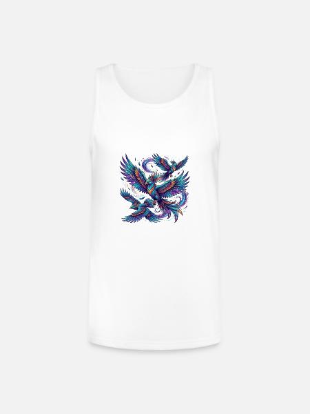 Fantastical birds in flight - Unisex Tri-Blend Organic Tank - white