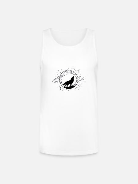 Lone Wolf Under Constellations - Unisex Tri-Blend Organic Tank - white