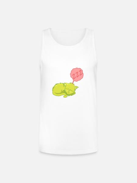 Lime Neon Sleepy Cat - Unisex Tri-Blend Organic Tank - white