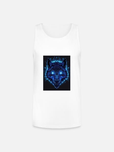 Neon Circuit Wolf - Unisex Tri-Blend Organic Tank - white