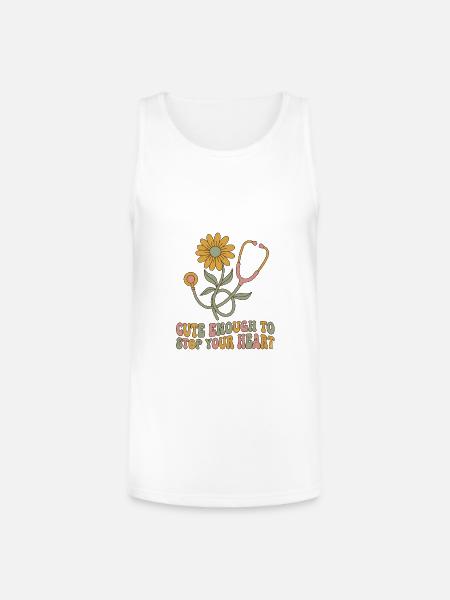 Blooming Heartbeat Stethoscope - Unisex Tri-Blend Organic Tank - white
