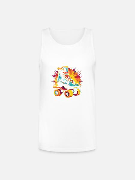 Roller Skates Splotch - Unisex Tri-Blend Organic Tank - white