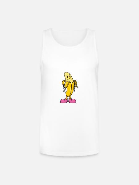Banana Mascot in Pink Sneakers - Unisex Tri-Blend Organic Tank - white