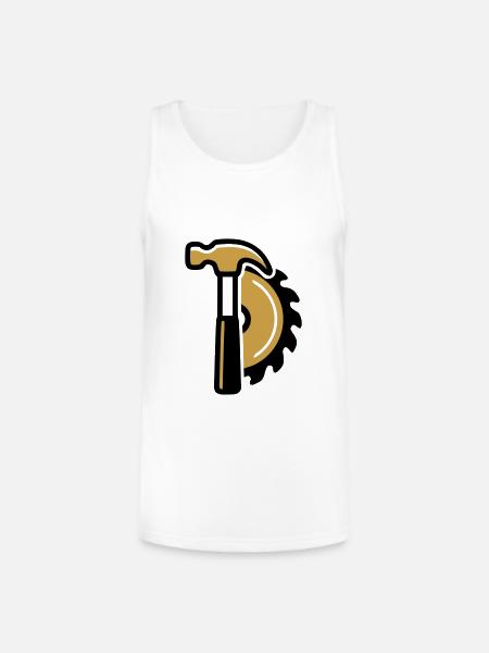Hammer Circular Saw Logo - Unisex Tri-Blend Organic Tank - white