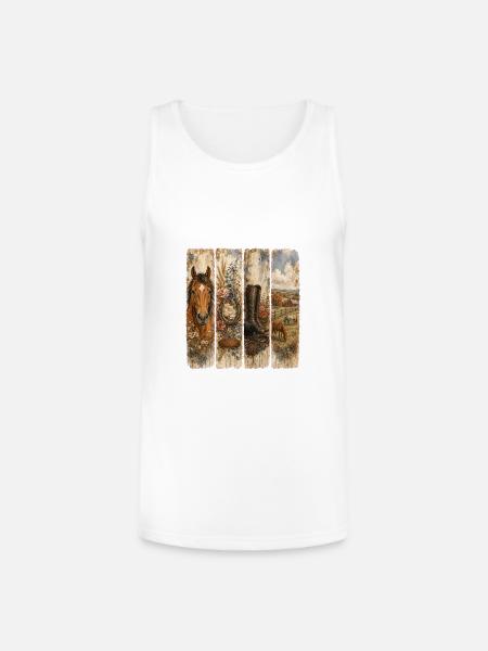 Rustic Western Florals Quartet - Unisex Tri-Blend Organic Tank - white