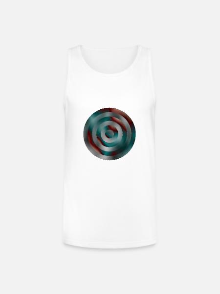 Spiral Teal Red Gradient Rings - Unisex Tri-Blend Organic Tank - white