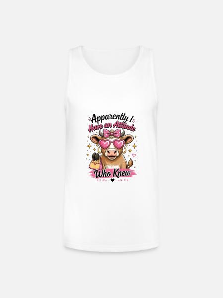 Cow with Attitude: Pink Diva - Unisex Tri-Blend Organic Tank - white