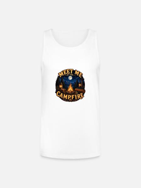 Meet Me Campfire Night - Unisex Tri-Blend Organic Tank - white