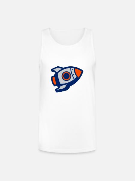 Launching Rocket Silhouette - Unisex Tri-Blend Organic Tank - white