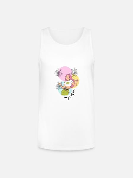 Pastel Leafy Heroine - Unisex Tri-Blend Organic Tank - white