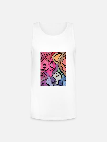 Kaleidoscopic Faces Graffiti - Unisex Tri-Blend Organic Tank - white