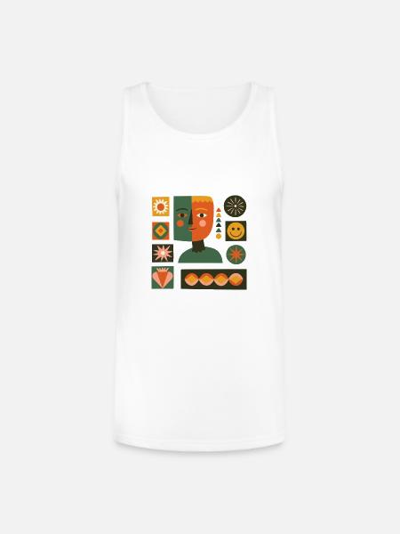 Dual-Tone Geometric Portrait - Unisex Tri-Blend Organic Tank - white