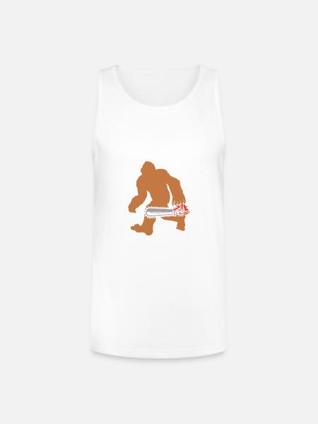 Lumberjack Bigfoot Chainsaw - Unisex Tri-Blend Organic Tank - white