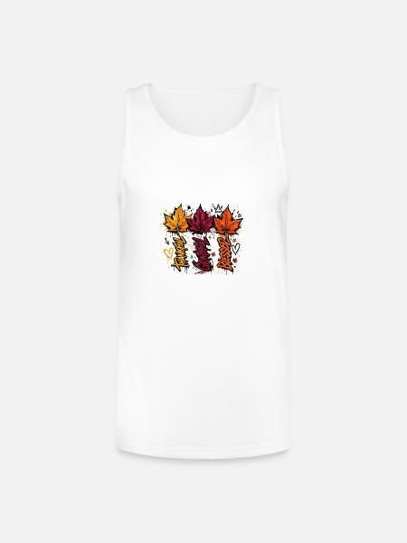 Autumn Graffiti Leaves - Unisex Tri-Blend Organic Tank - white