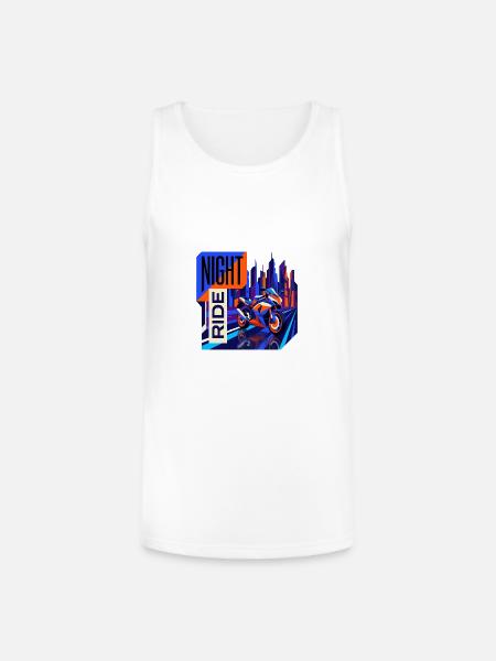 Night Ride Neon City - Unisex Tri-Blend Organic Tank - white