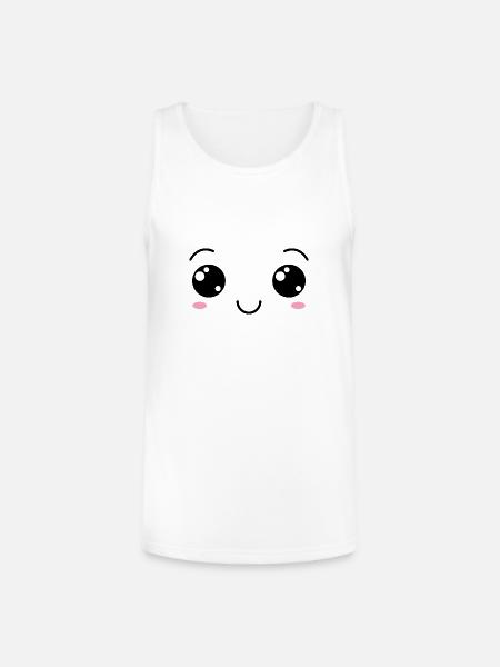 Happy Smile face - Unisex Tri-Blend Organic Tank - white