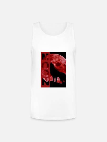Moonlit Wolf Howl Silhouette - Unisex Tri-Blend Organic Tank - white