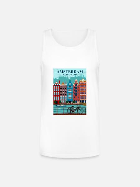 Amsterdam Travel - Unisex Tri-Blend Organic Tank - white