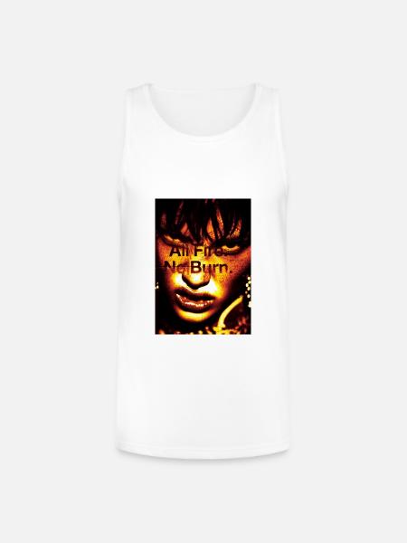 Inferno Portrait: Bold Text Overlay - Unisex Tri-Blend Organic Tank - white