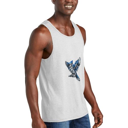 Silver Blue Jay Open Wing Perch - Unisex Tri-Blend Organic Tank