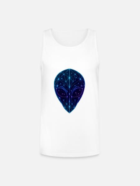 Neon Geometric Alien Face - Unisex Tri-Blend Organic Tank - white
