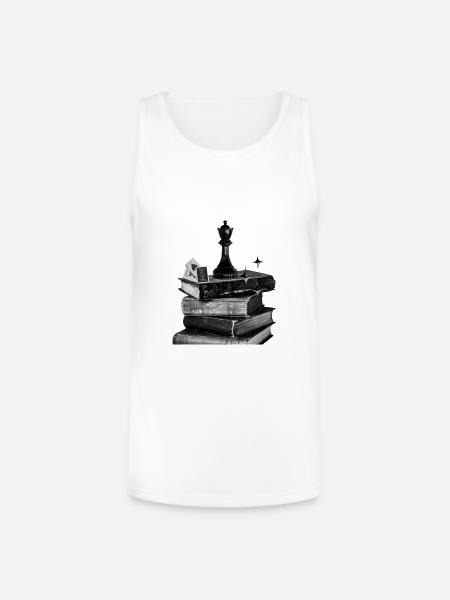Noir Bookshelf Chess Crown - Unisex Tri-Blend Organic Tank - white