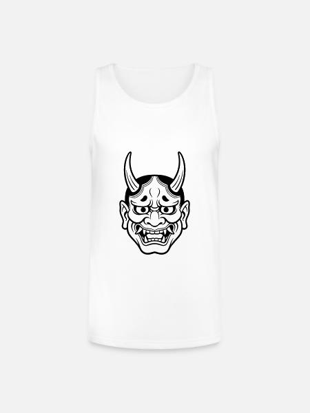 japanese demon mask - Unisex Tri-Blend Organic Tank - white