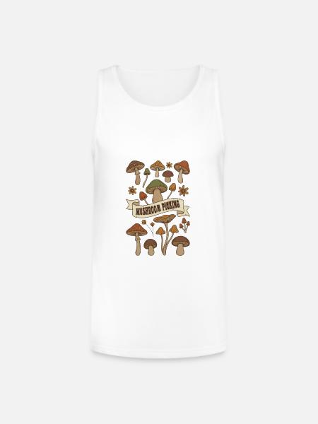 Mushroom Picking Harvest - Unisex Tri-Blend Organic Tank - white