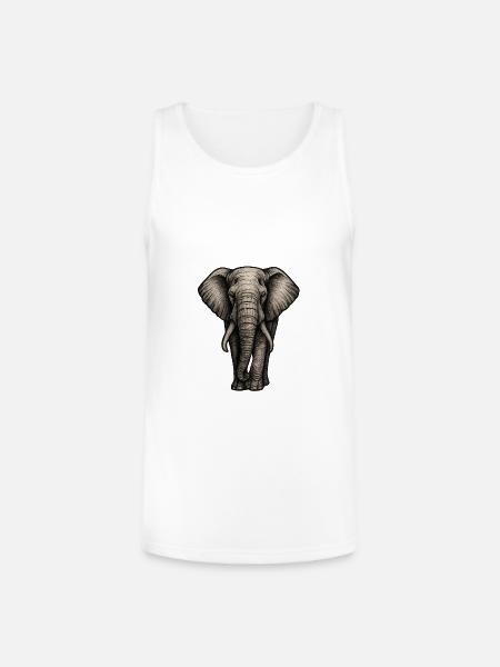 Charcoal Elephant Portrait - Unisex Tri-Blend Organic Tank - white