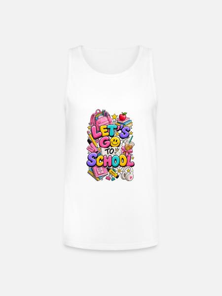 Let's Go To School - Unisex Tri-Blend Organic Tank - white