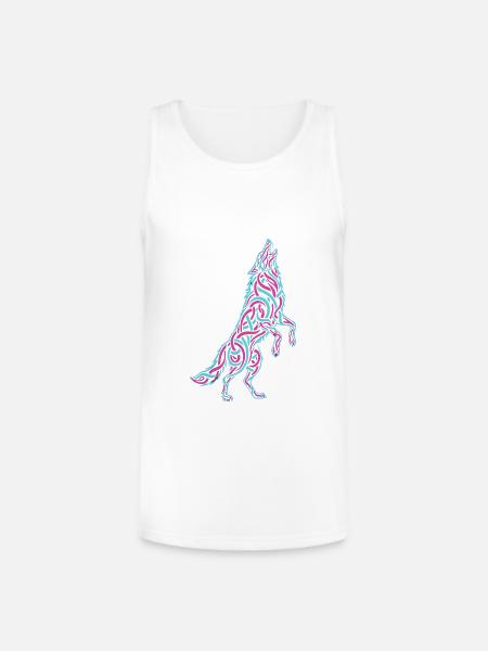 Howling Wolf Calligraffiti - Unisex Tri-Blend Organic Tank - white