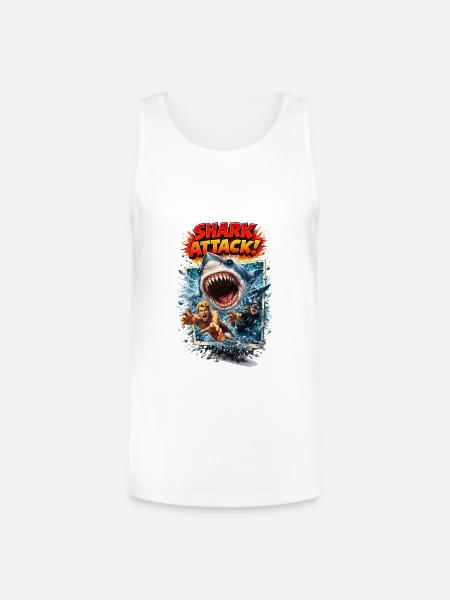 Shark Attack Retro Comic Splash - Unisex Tri-Blend Organic Tank - white