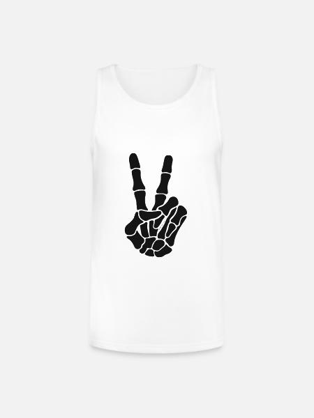 Skeleton Hand Rock On Silhouette - Unisex Tri-Blend Organic Tank - white
