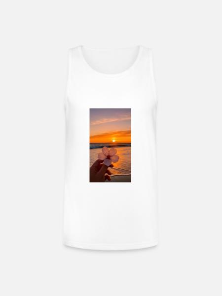 Sunset Blossom Shore - Unisex Tri-Blend Organic Tank - white