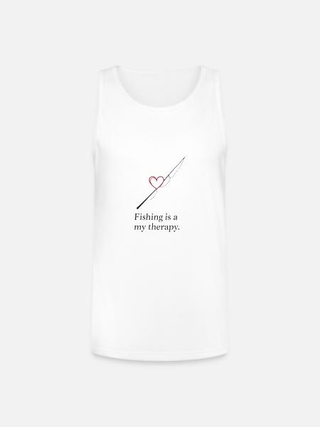 Fishing Heart Therapy Design - Unisex Tri-Blend Organic Tank - white