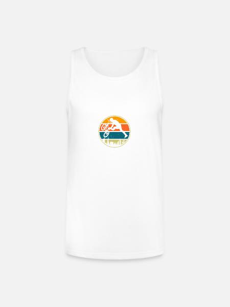 Retro Sunset BMX Rider - Unisex Tri-Blend Organic Tank - white