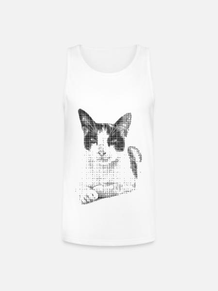 Calico Cat Halftone - Unisex Tri-Blend Organic Tank - white