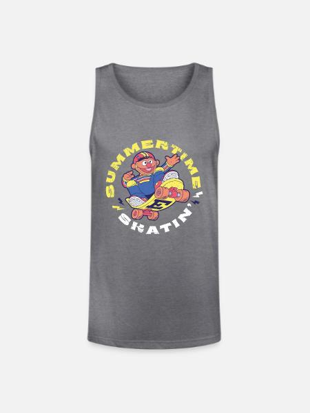 Sesame Street Design Ernie Summer Time Skatin' - Unisex Tri-Blend Organic Tank - heather gray