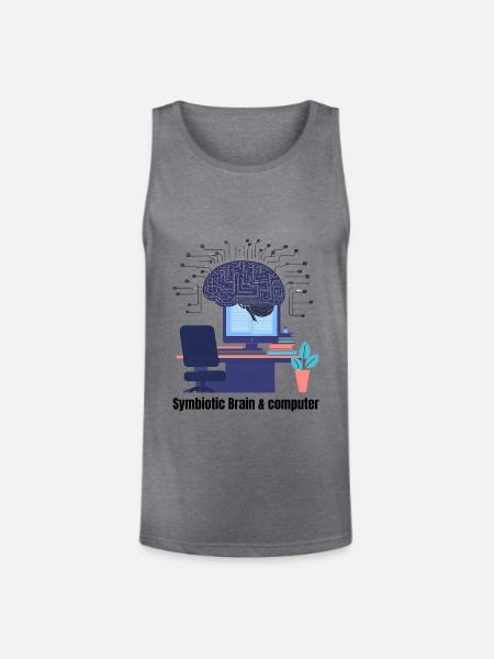 Brain and computer - Unisex Tri-Blend Organic Tank - heather gray