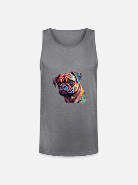 Pug Polygon - Unisex Tri-Blend Organic Tank - heather gray